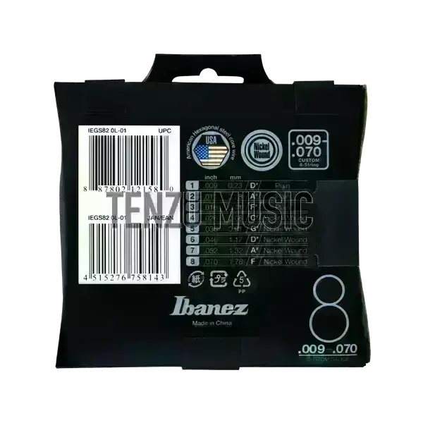 سیم گیتار Ibanez Nickel Wound Super Light Top Custom Gauge 8 String 9-70