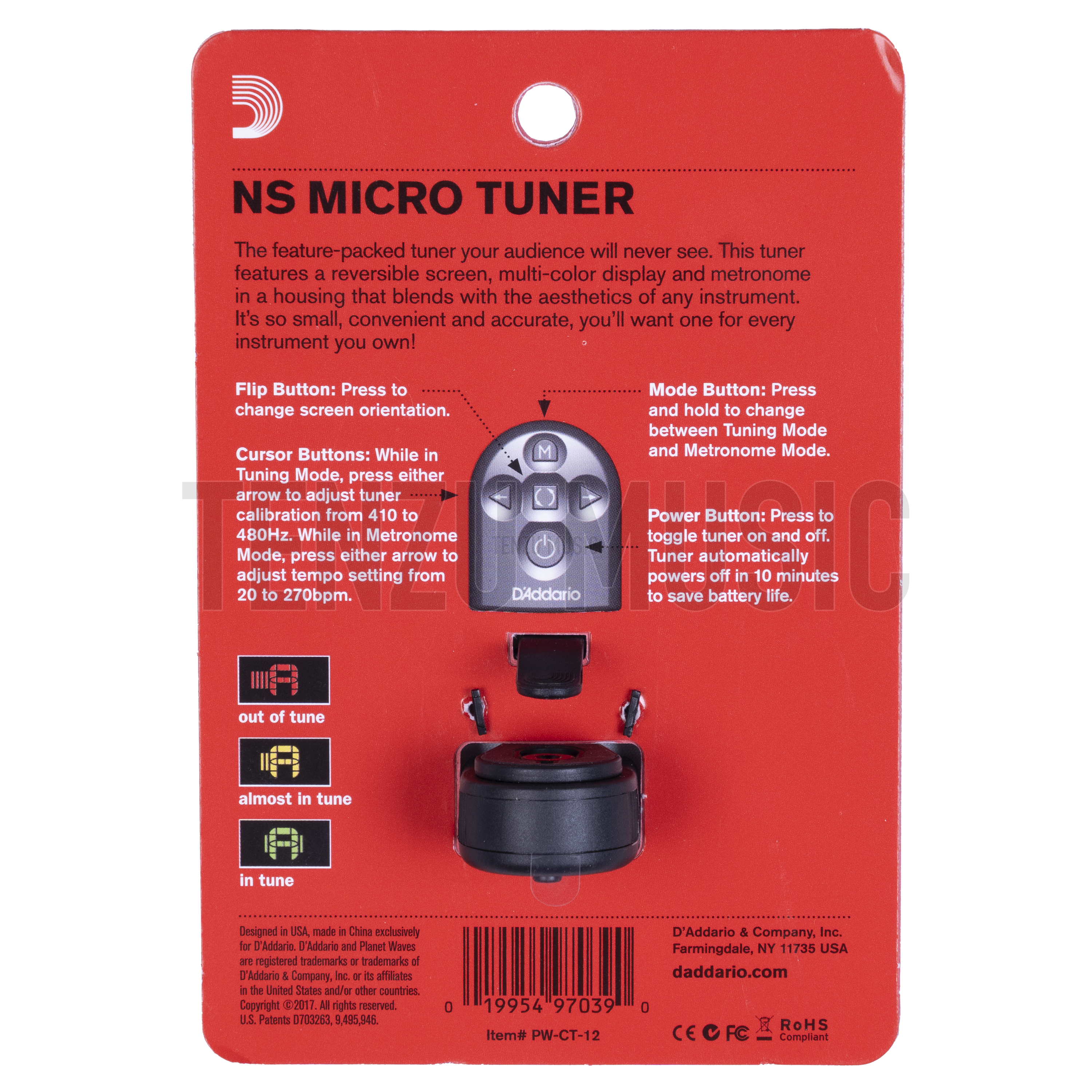 D'Addario NS Micro Headstock Tuner