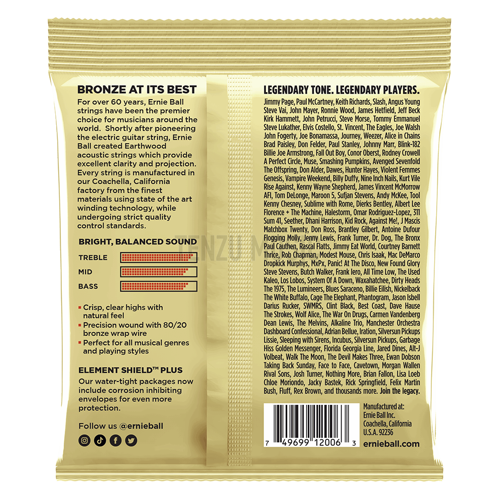 سیم گیتار Ernie Ball Earthwood 80.20 Bronze Extra Light 10-50