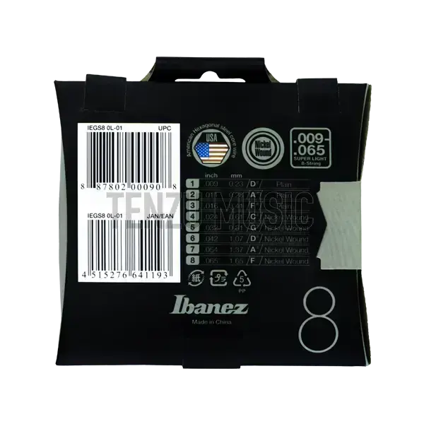 سیم گیتار Ibanez Nickel Wound Super Light Gauge 8 String 9-65